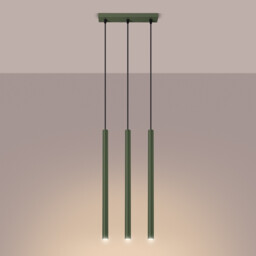 Pastelo Modern Bar Pendant 3 Light Olive Green - thumbnail 3