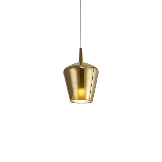 Elsa Assembly Pendant (WITHOUT PLATE) With Inverted Bell Shade, 1 Light E27, Gold Glass With Frosted Inner Cone - image 1