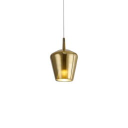 Elsa Assembly Pendant (WITHOUT PLATE) With Inverted Bell Shade, 1 Light E27, Gold Glass With Frosted Inner Cone - thumbnail 1