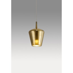 Elsa Assembly Pendant (WITHOUT PLATE) With Inverted Bell Shade, 1 Light E27, Gold Glass With Frosted Inner Cone - thumbnail 2