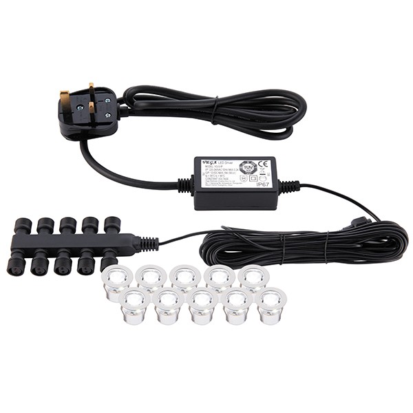 Ikon Round Outdoor Integrated LED 30Mm Kit IP67 0.15W Polished Stainless Steel & Clear Pc - image 1