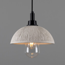 Kingii Bathroom Pendant Matte White Striped, Matte Black, IP44 - thumbnail 1