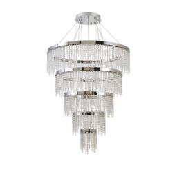 Bano Round 5 Tier Dimmable Pendant 150W LED, 4000K, 17500lm, Polished Chrome / Crystal Chain, 3yrs Warranty Item Weight: 22.80kg - thumbnail 3