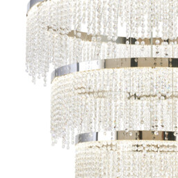 Bano Round 5 Tier Dimmable Pendant 150W LED, 4000K, 17500lm, Polished Chrome / Crystal Chain, 3yrs Warranty Item Weight: 22.80kg - thumbnail 5