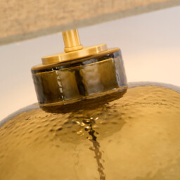 Zenith Table Lamp, Green Glass with Natural Linen Shade - thumbnail 3
