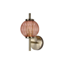 Cincinnatus Wall Lamp, 1 x G9, Antique Brass/Blush Pink Glass - thumbnail 5