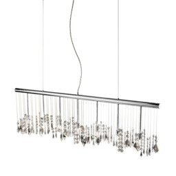 Stretta Designer Crystal Straight Pendant Light Polished Chrome, 7x G9 - thumbnail 1