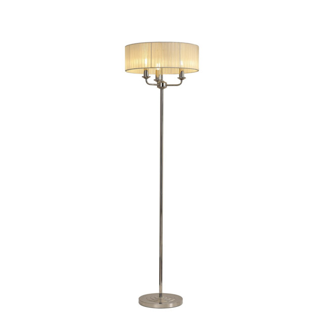 Banyan 3 Light Switched Floor Lamp With 45cm x 15cm Cream Organza Shade Polished Nickel/Cream - image 1