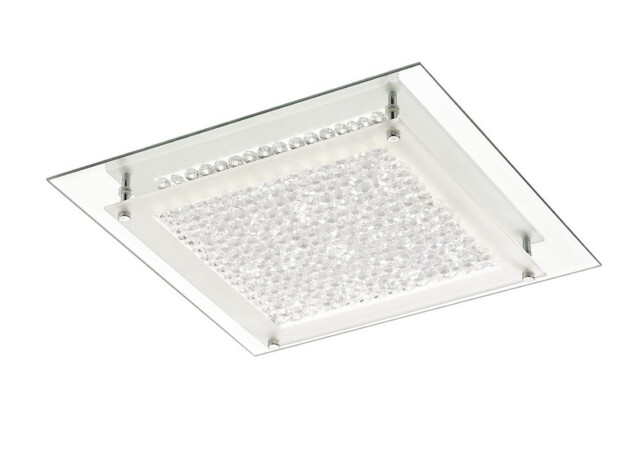 Gina LED Flush Ceiling Light, 360mm Square, 18W 1440lm 4000K Polished Chrome, Crystal - image 1