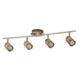 Samson 4 Light Bathroom Ceiling Spotlight Bar Antique Brass IP44, GU10 - thumbnail 2