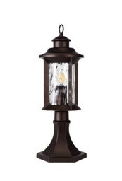 Orangeville Pedestal Lamp, 1 x E27, Antique Bronze, Clear Ripple Glass, IP54 - thumbnail 3