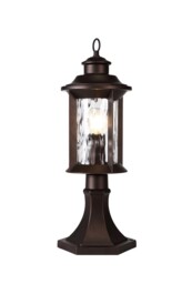 Orangeville Pedestal Lamp, 1 x E27, Antique Bronze, Clear Ripple Glass, IP54