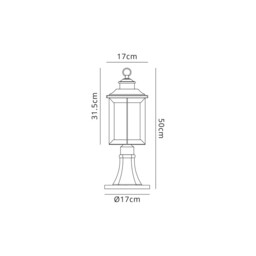 Orangeville Pedestal Lamp, 1 x E27, Antique Bronze, Clear Ripple Glass, IP54 - thumbnail 2