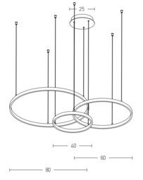 Latsia 40-60-80cm Pendant Ceiling Light Gold Matt LED 3000K 126W - thumbnail 5