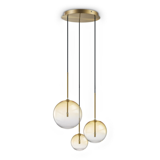 Equinoxe Cluster Pendant Ceiling Light Shaded Amber 3x G4 - image 1