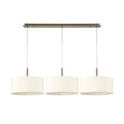 Baymont Antique Brass 3 Light E27 Linear Pendant With 40cm x 18cm Faux Silk Shade, Ivory Pearl/White Laminate - thumbnail 5