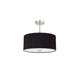 Baymont Satin Nickel 5 Light E27 Semi Flush With 40cm Dual Faux Silk Shade, Black/Green Olive - thumbnail 5