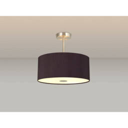 Baymont Satin Nickel 5 Light E27 Semi Flush With 40cm Dual Faux Silk Shade, Black/Green Olive - thumbnail 2