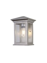 Hoosick Flush Wall Lamp, 1 x E27, IP54, Silver Grey, Clear Seeded Glass - thumbnail 1