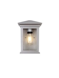 Hoosick Flush Wall Lamp, 1 x E27, IP54, Silver Grey, Clear Seeded Glass - thumbnail 5