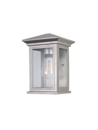 Hoosick Flush Wall Lamp, 1 x E27, IP54, Silver Grey, Clear Seeded Glass - thumbnail 3