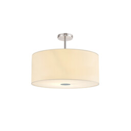 Baymont Polished Chrome 5 Light E27 Semi Flush Fixture With 60cm x 22cm Faux Silk Shade Ivory Pearl/White Laminate - thumbnail 1