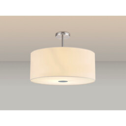 Baymont Polished Chrome 5 Light E27 Semi Flush Fixture With 60cm x 22cm Faux Silk Shade Ivory Pearl/White Laminate - thumbnail 2
