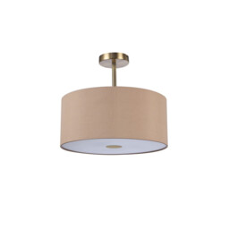 Baymont Antique Brass 3 Light E27 Semi Flush With 40cm Dual Faux Silk Shade, Antique Gold/Ruby - thumbnail 5