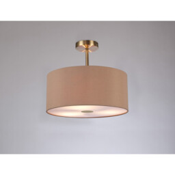 Baymont Antique Brass 3 Light E27 Semi Flush With 40cm Dual Faux Silk Shade, Antique Gold/Ruby - thumbnail 2