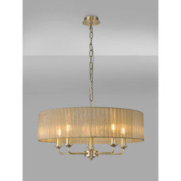 Banyan 5 Light Multi Arm Pendant With 60cm x 15cm Organza Shade Antique Brass/Soft Bronze - thumbnail 2