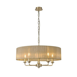Banyan 5 Light Multi Arm Pendant With 60cm x 15cm Organza Shade Antique Brass/Soft Bronze - thumbnail 1