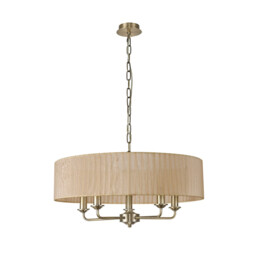 Banyan 5 Light Multi Arm Pendant With 60cm x 15cm Organza Shade Antique Brass/Soft Bronze - thumbnail 5