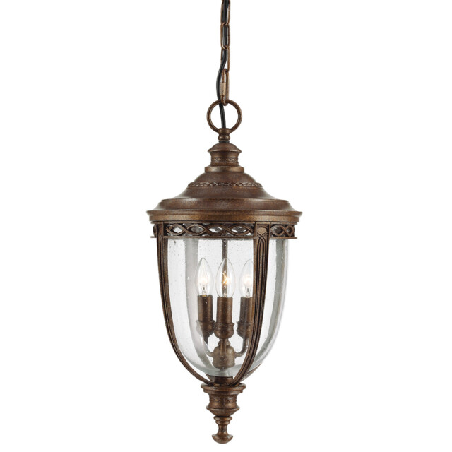 English Bridle 3 Light Large Outdoor Ceiling Chain Lantern British Bronze, E14 - image 1
