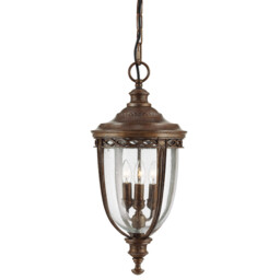 English Bridle 3 Light Large Outdoor Ceiling Chain Lantern British Bronze, E14