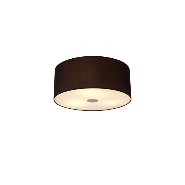 Baymont Polished Chrome 3 Light E27 Flush Ceiling With 40cm x 18cm Faux Silk Shade, Black/White Laminate - image 1