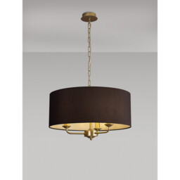 Banyan 3 Light Multi Arm Pendant With 50cm x 20cm Faux Silk Fabric Shade Champagne Gold/Black - thumbnail 2