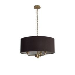 Banyan 3 Light Multi Arm Pendant With 50cm x 20cm Faux Silk Fabric Shade Champagne Gold/Black - thumbnail 5