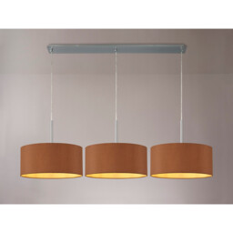 Baymont Polished Chrome 3 Light E27 Linear Pendant With 40cm x 18cm Dual Faux Silk Shade, Raw Cocoa/Grecian Bronze - thumbnail 2