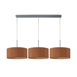 Baymont Polished Chrome 3 Light E27 Linear Pendant With 40cm x 18cm Dual Faux Silk Shade, Raw Cocoa/Grecian Bronze - thumbnail 5