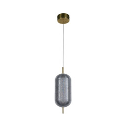 Capsule LED Celling Pendant, Satin Brass Metal and Acrylic Shade - thumbnail 2