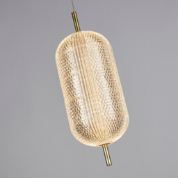Capsule LED Celling Pendant, Satin Brass Metal and Acrylic Shade - thumbnail 3
