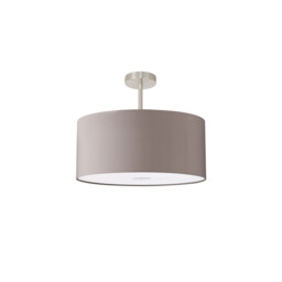 Baymont Satin Nickel E27 Semi Flush With 50cm x 20cm Faux Silk Shade, Grey/White Laminate - thumbnail 5