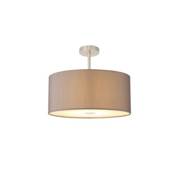 Baymont Satin Nickel E27 Semi Flush With 50cm x 20cm Faux Silk Shade, Grey/White Laminate - thumbnail 1