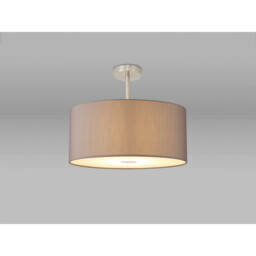 Baymont Satin Nickel E27 Semi Flush With 50cm x 20cm Faux Silk Shade, Grey/White Laminate - thumbnail 2