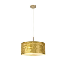 Baymont Antique Brass 3 Light E27 Single Pendant With 40cm x 18cm Gold Leaf Shade With Frosted/AB Acrylic Diffuser - thumbnail 5
