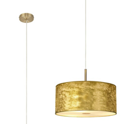 Baymont Antique Brass 3 Light E27 Single Pendant With 40cm x 18cm Gold Leaf Shade With Frosted/AB Acrylic Diffuser - thumbnail 1