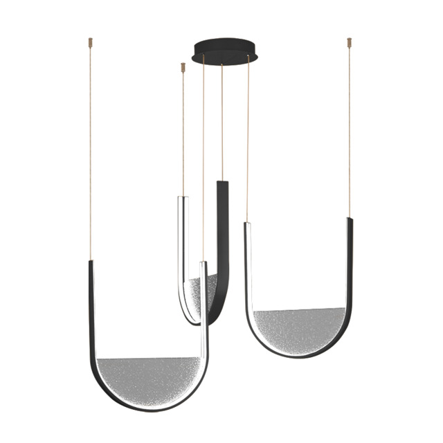 Evoria 66cm Pendant Ceiling Light Black Matt-Light Grey Glass LED 3000-4000K Dimmable - image 1