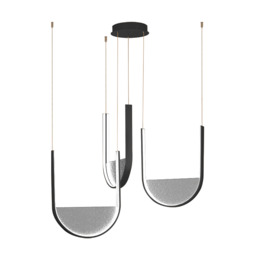 Evoria 66cm Pendant Ceiling Light Black Matt-Light Grey Glass LED 3000-4000K Dimmable - thumbnail 1