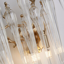 Heritage 2 Light Wall Lamp, Gold Metal and Clear Glass Drops - thumbnail 3