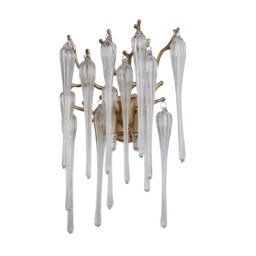 Heritage 2 Light Wall Lamp, Gold Metal and Clear Glass Drops - thumbnail 2
